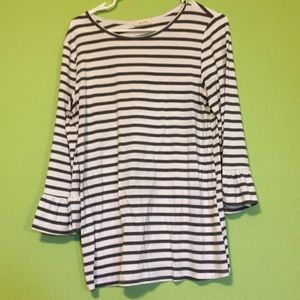 Gray and cream striped shirt